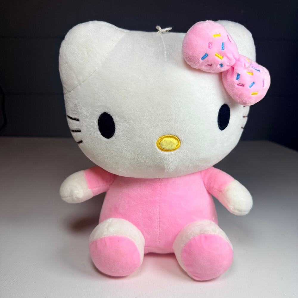 Hello Kitty Sanrio 11" Soft Plush Toy - Pink Outfit & Sprinke Bow